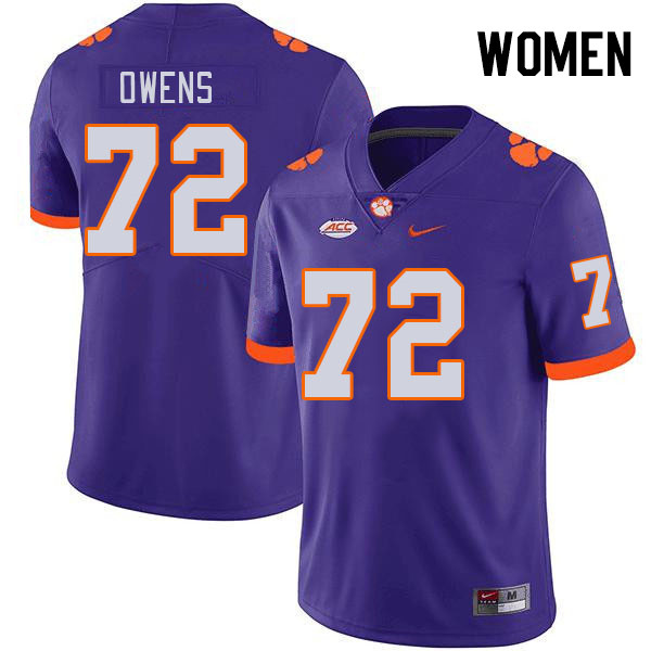Women's Clemson Tigers Zack Owens #72 College Purple NCAA Authentic Football Stitched Jersey 23FO30EW
